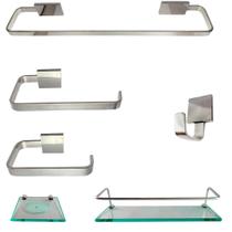 1 Kit Para Banheiro Luxo Cairo Vidro Incolor 6 Peças 1 Kit Para Banheiro Luxo Cairo Vidro Incolor 6 Peças