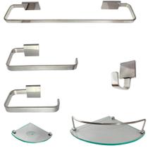 1 Kit Para Banheiro Luxo Cairo Vidro Modelado Incolor 1 Kit Para Banheiro Luxo Cairo Vidro Modelado Incolor