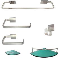 1 Kit Para Banheiro Luxo Cairo Vidro Modelado Verde