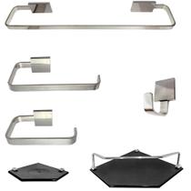 1 Kit Para Banheiro Luxo Cairo Vidro Sextavado Fumê