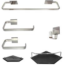 1 Kit Para Banheiro Luxo Cairo Vidro Sextavado Fumê 1 Kit Para Banheiro Luxo Cairo Vidro Sextavado Fumê
