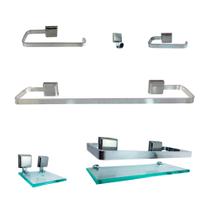 1 Kit Para Banheiro Luxo de Alumínio 6 Peças 1 Kit Para Banheiro Luxo de Alumínio 6 Peças