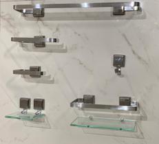 1 Kit Para Banheiro Luxo de Alumínio 6 Peças Incolor