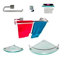 1 Kit Para Banheiro Luxo Max Vidro Incolor Modelado