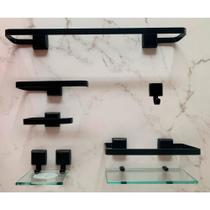 1 Kit Para Banheiro Luxo Preto 6 peças