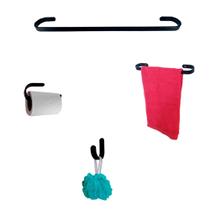 1 Kit Para Banheiro Platinum Preto 4 Peças