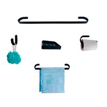 1 Kit Para Banheiro Platinum Preto 5 Peças