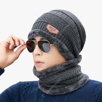 1 Kit Touca De Frio Gorro Forrada E Com Cachecol Gola De Lã