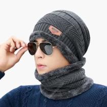 1 Kit Touca De Frio Gorro Forrada E Com Cachecol Gola De Lã