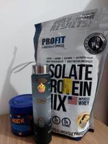 1 kit whey isolate protein mix + pasta de amendoim rock + garrafa