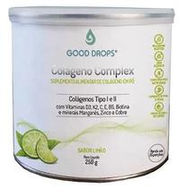 1 lata de Colágeno Complex Good Drops Sabor Natural 250 grs - Peptídeos de Colágeno, Colágeno tipo II (40 mg) com Vitaminas e Sais Minerais