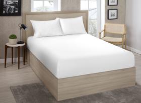1 lençol com elastico Queen e 2 fronhas Percal branco 300f 100algd