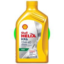 1 Litro de Óleo 15w40 Shell Helix Semissintético Flex Api Sl Hx6 Gasolina