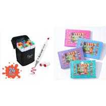 1 Livro de Colorir infantil Rosa+24 Canetas Cores PontaDupla id598