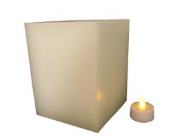 1 Luminárias 12x12x15cm + 1 Vela De LED Decoração Casamento