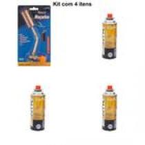 1 Maçarico Portátil GT-49 Manual Regulagem de Chama + 3 Latas Refil 227g 1 Maçarico Portátil GT-49 Manual Regulagem de Chama + 3 Latas Refil 227g