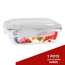1 Marmita de Vidro 640ML c/ Divisória e Tampa Hermética