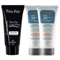 1 Máscara Facial Vulcan Black Remove Cravos e Limpeza Facial + 2 Protetor Solar Protesol 30 FPS