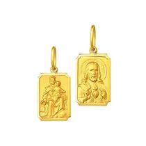 1 Medalha Escapulário Retangular Grande 1,90 centímetros Ouro 18K K280