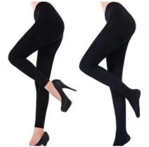 1 Meia Calça Legging Térmica Inverno (C/ Pé ou S/ Pé) Frio Quentinha 36a44 - Cor Preta