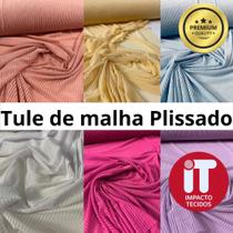 1 metro de tecido tule de malha Plissado ou microtule com elastano - 1mt x 1.60mts fios em lurex