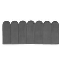 1 Módulo 60x20cm Cabeceira Nuvem Modulada Estofada Cinza para Cama Box Queen King Solteiro ou Casal