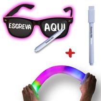 1 Óculos De Led + 1 Caneta Giz + 2 Bastão De Led Festa Bloco 1 Óculos De Led + 1 Caneta Giz + 2 Bastão De Led Festa Bloco