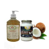 1 Óleo De Rícino Cabelo C/ Dispenser 500 Ml + 1 Óleo De Coco - Bella Donna