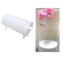 1 Organizador Expositor De Tiara + 1 Expositor Laços Giratório Acrílico Branco