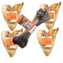 1 Osso Fêmur Suíno + 4 Orelhas Bovinas Desidratada