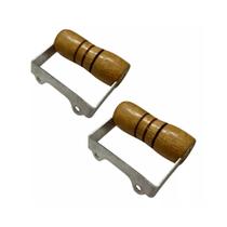 1 Par De Alças De Madeira P/ Caçarola Com 2 Furos 7cmx3cm