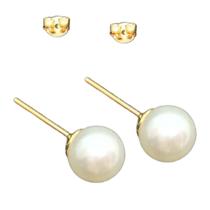 1 par de brinco redondo pedra perola delicado com dourado