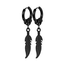 1 par de brincos femininos de folha de aço inoxidável da moda, brincos punk masculinos