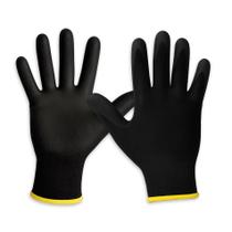 1 Par De Luvas de Segurança Multitato PU Emborrachado Preto