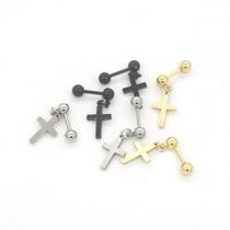 1 par mini brinco masculino feminino aço inox prateado prata preto dourado cruz crucifixo rosqueado 1 par mini brinco masculino feminino aço inox prateado prata preto dourado cruz crucifixo rosqueado