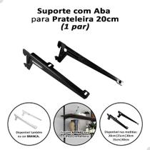 1 Par Suporte Braço 20cm C/ Aba P/ Trilho Prateleira Forte