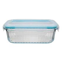 1 Pç Pote Retangular Canelado 370ML Marmita Fit Frutas Lanches