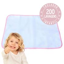 1 pc Trocador Portátil 70x50 Bebê Absorvente Acolchoado Multiuso - Branco com borda Rosa