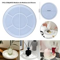 1 pçs forma redonda bandeja de silicone molde diy resina cola epoxy palete moldes