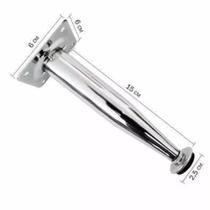 1 Pé Cônico 15cm 150mm Aço Cromado Regulável P/ Móveis