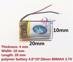 1 Peça 401020 80mah 4mmx10mmx20mm 2 Fios 3,7v 1 Peça 401020 80mah 4mmx10mmx20mm 2 Fios 3,7v