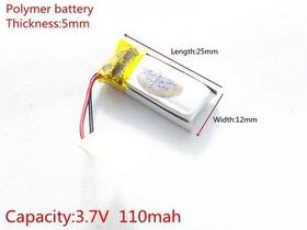 1 Peça 501225 C/ 5mm X 12mm X 25mm 2 Fios 3.7v 110mah -