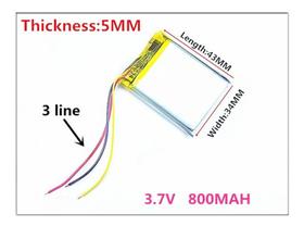 (1 Peça) 503443 3 Fios 3,7v 800mah 5mm X 34mmx 43mm (1 Peça) 503443 3 Fios 3,7v 800mah 5mm X 34mmx 43mm