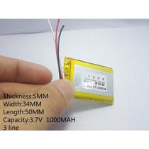 1 Peça 503450 C/ 3 Fios 3,7v 1000mah 5mm X 34mm X 50mm .,-
