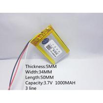1 Peça 523450 3 Fios C/ 1000mah 3,7v 5mm X 34mm X 50mm