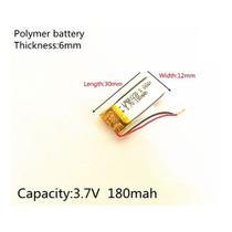 1 Peça 601230 Com 2 Fios 3,7v 180mah 6mm X 12mm X 30mm - 1 Peça 601230 Com 2 Fios 3,7v 180mah 6mm X 12mm X 30mm -