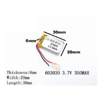 1 Peça 602030 2 Fios 3,7v 350mah 6mm X 20mm X 30mm