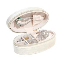 1 peça mini caixa de armazenamento de acessórios portátil de veludo oval retrô caixa de joias