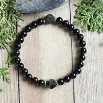 1 peça pulseira de obsidiana turmalina preta masculina e feminina, a escolha ideal de presente