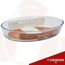 1 Peça Travessa Refratária Oval Vidro Temperado 3L Forno Doces